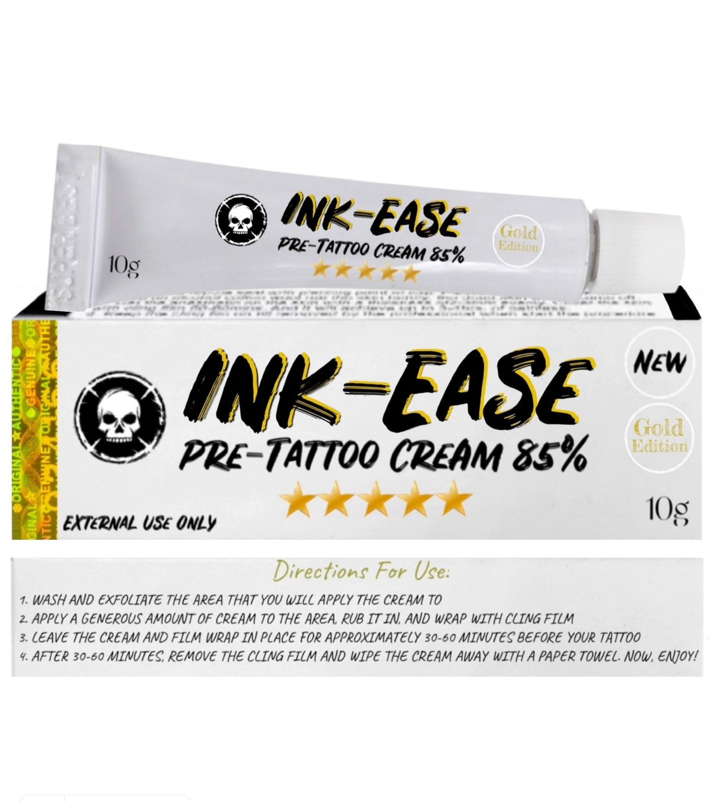 INK- EASE GOLD- Tattoo Numbing Cream 85%