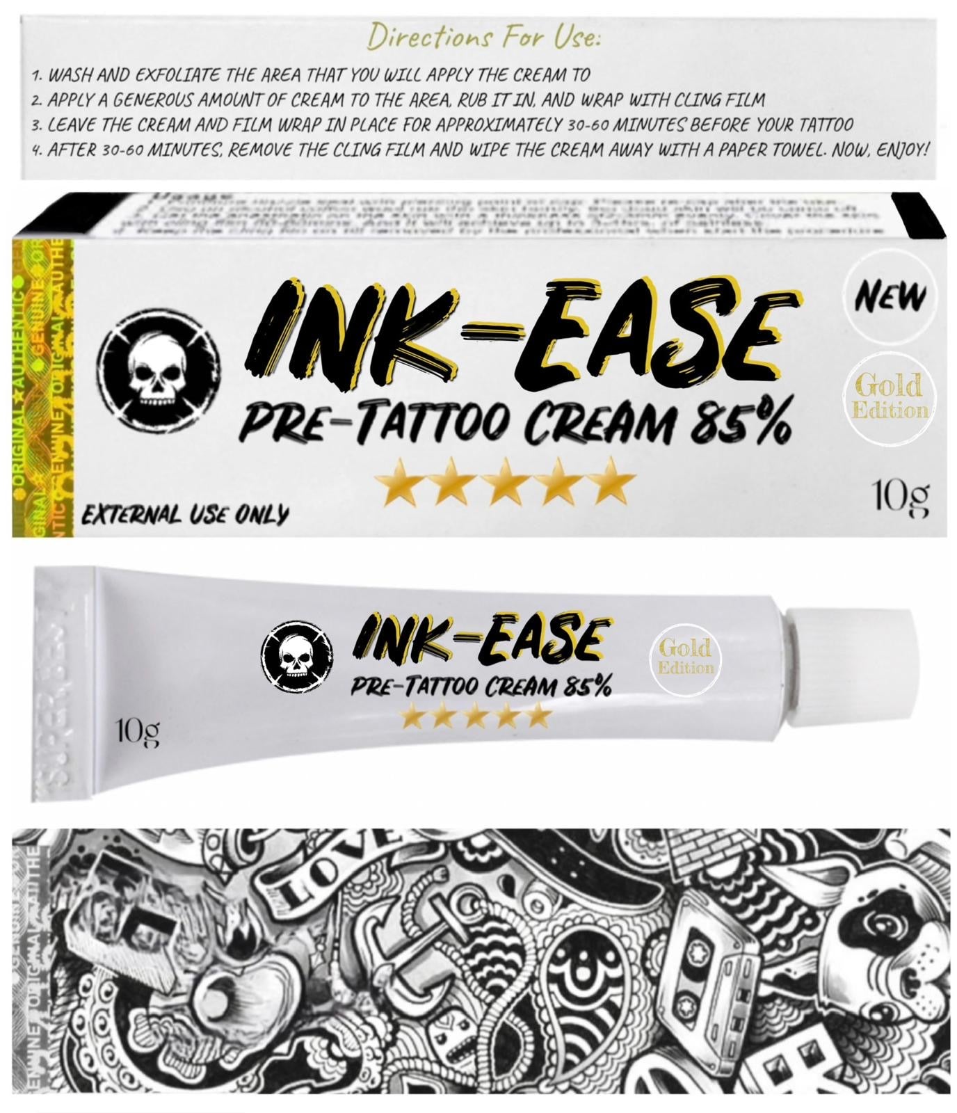 INK- EASE GOLD- Tattoo Numbing Cream 85%